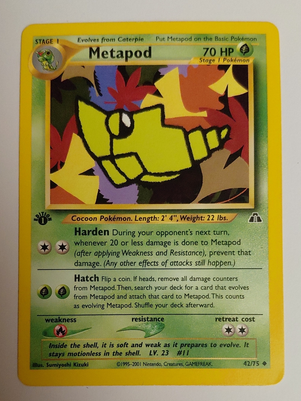 Vintage 1st Edition Metapod - P9kemon Card - Neo Discovery